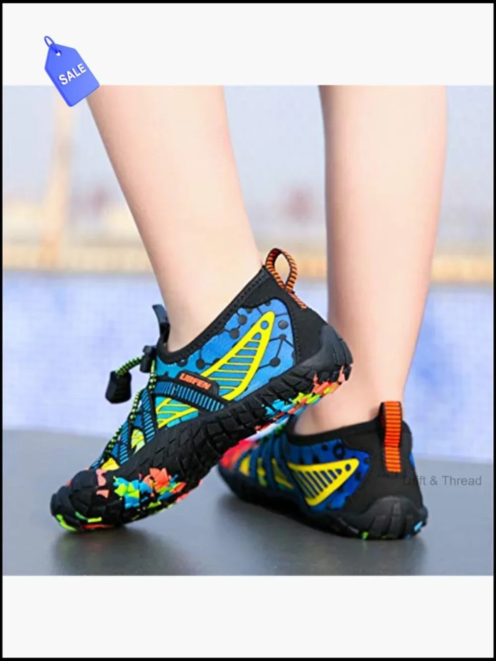 Kids Water Shoes Quick-Dry Swim Aqua Socks Lightweight Barefoot Hook & Loop